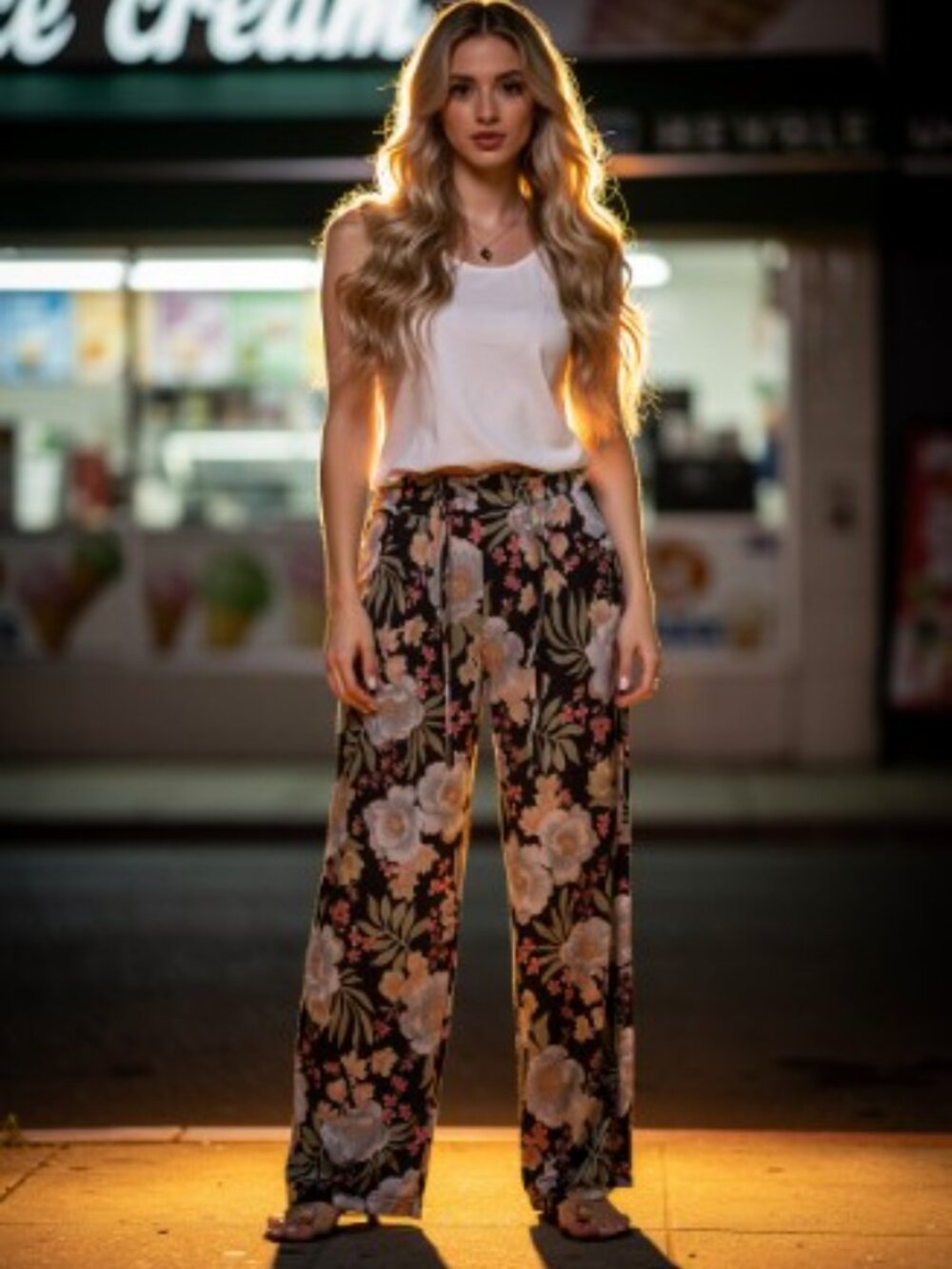 Billabong Split Spirit Beach Boho Crinkle Pant Floral Wide Leg  Sz SP  Like New